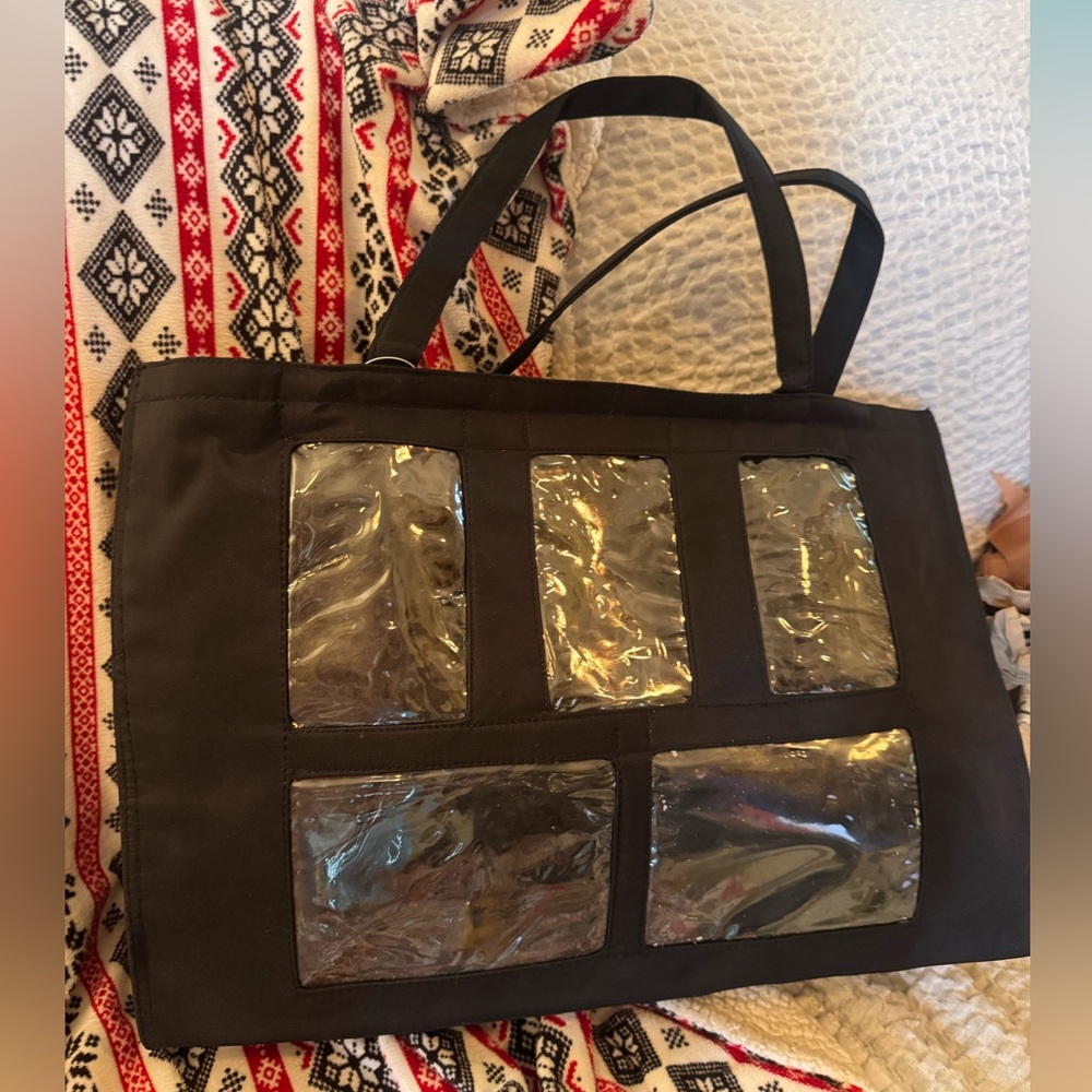 Black Tote Bag with Clear Panels new